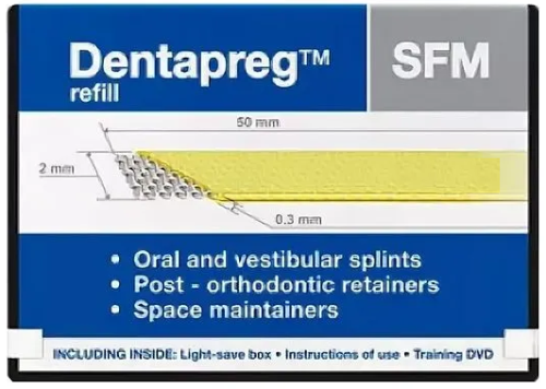Шинирующая лента Dentapreg SFM 2 мм*50мм*0,2 мм ( 1 штук) Шинирующая лента Dentapreg SFM 2 мм*50мм*0,2 мм ( 1 штук)
