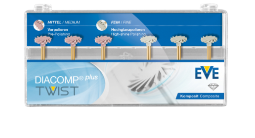 RA343 DIACOMP PLUS TWIST 6 MIX Полировочные резинки 6 штук EVE Германия RA343 DIACOMP PLUS TWIST 6 MIX Полировочные резинки 6 штук EVE Германия