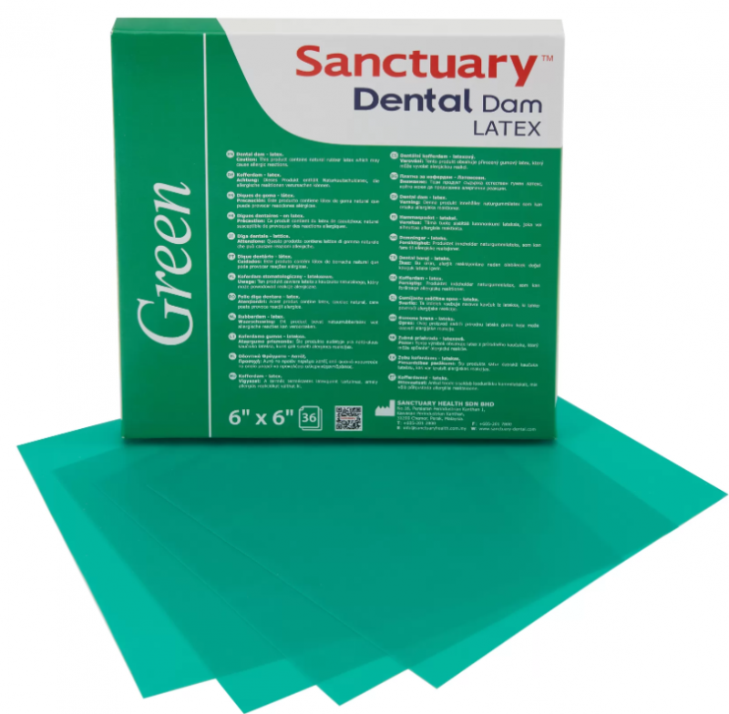 Листы для коффердам SANCTUARY Dental Dams (36шт.) зел.Medium Листы для коффердам SANCTUARY Dental Dams (36шт.) зел.Medium