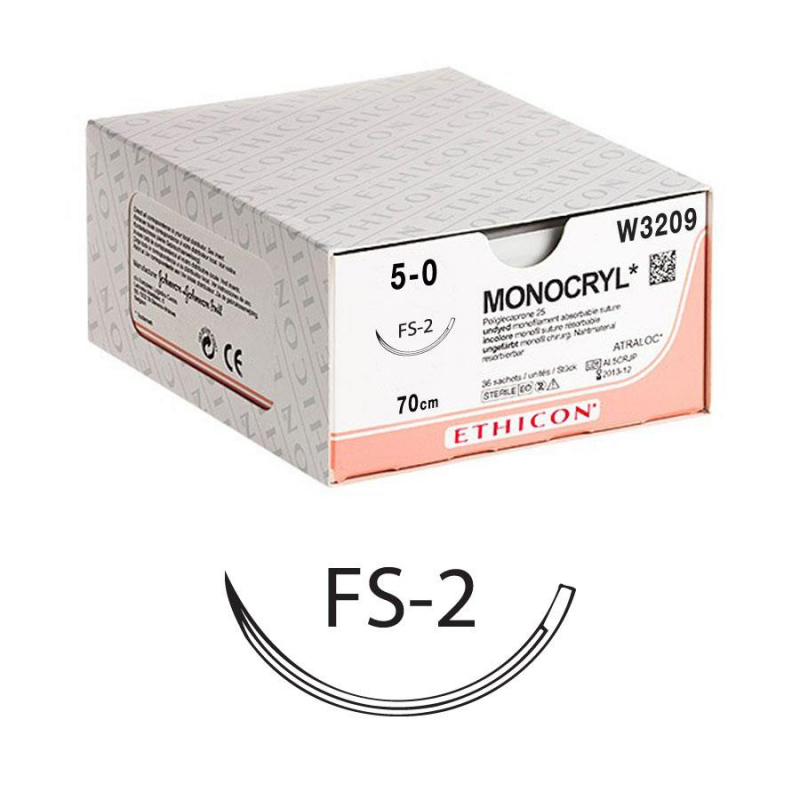 Монокрил Monocryl W3209 5/0, нить 70см. атравмат игла 3/8-19-Рх1, FS-2 (Ethicon), 12 шт Монокрил Monocryl W3209 5/0, нить 70см. атравмат игла 3/8-19-Рх1, FS-2 (Ethicon), 12 шт